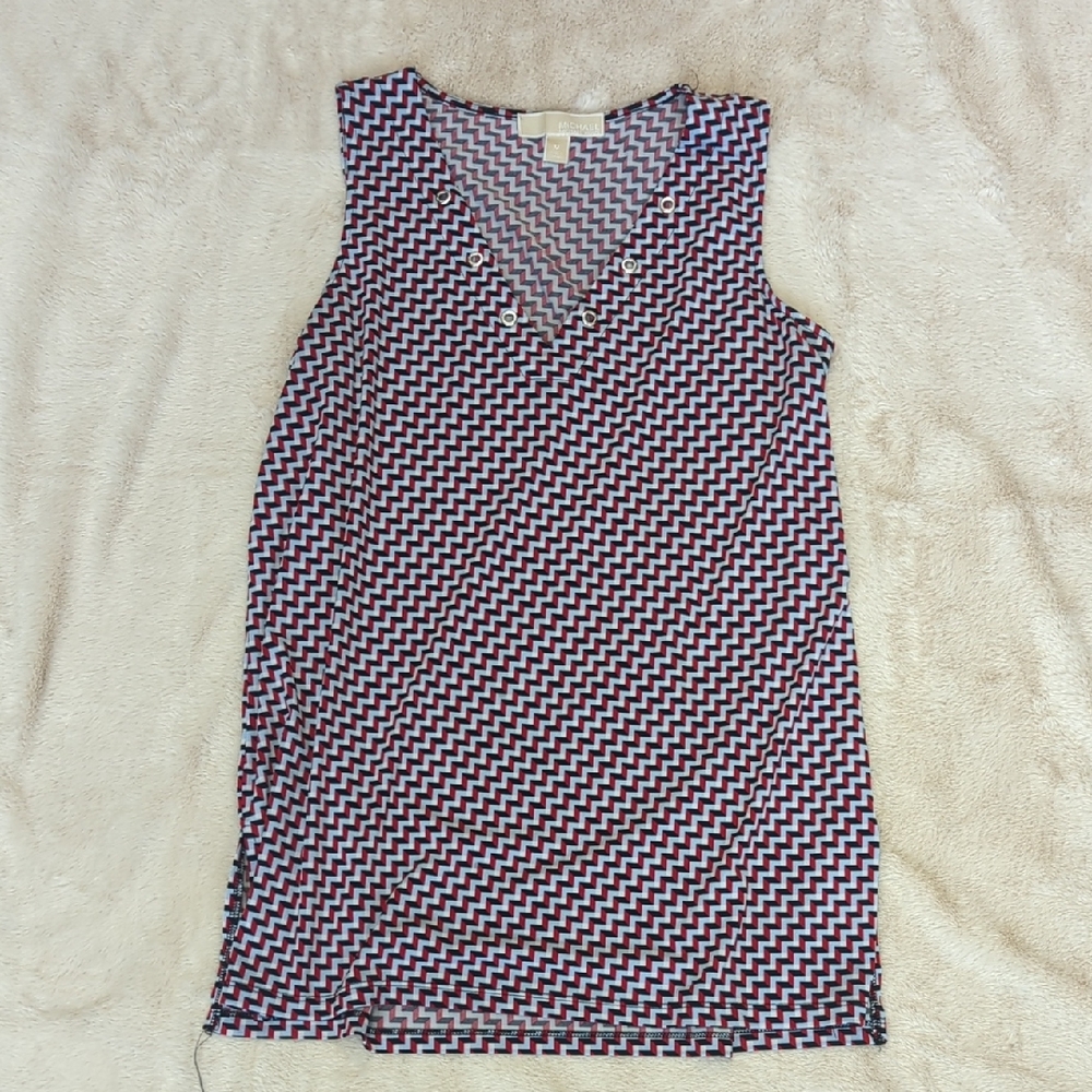Michael Kors Red and Black Patterned Tank Top